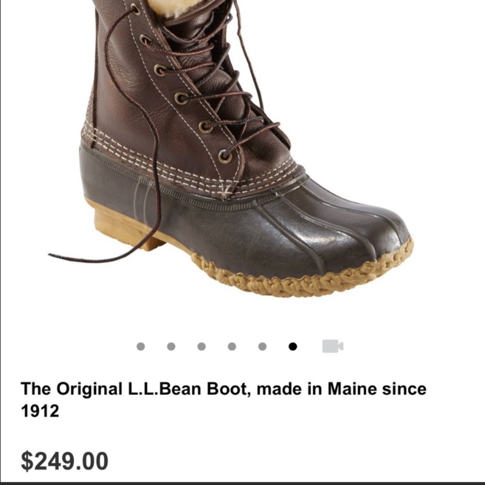 Used Shearling LL Bean Boots Maine Dark Brown